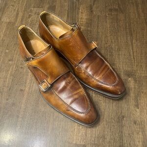 MAGNANNI Miro Cognac Double Monk Strap Leather Soles 10M MADE IN SPAIN $450 Reg